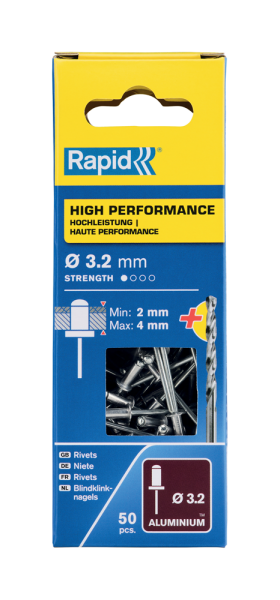 Rapid 5000383 Blindklinknagels Incl. Boor - Aluminium - 3,2x8mm (50st)
