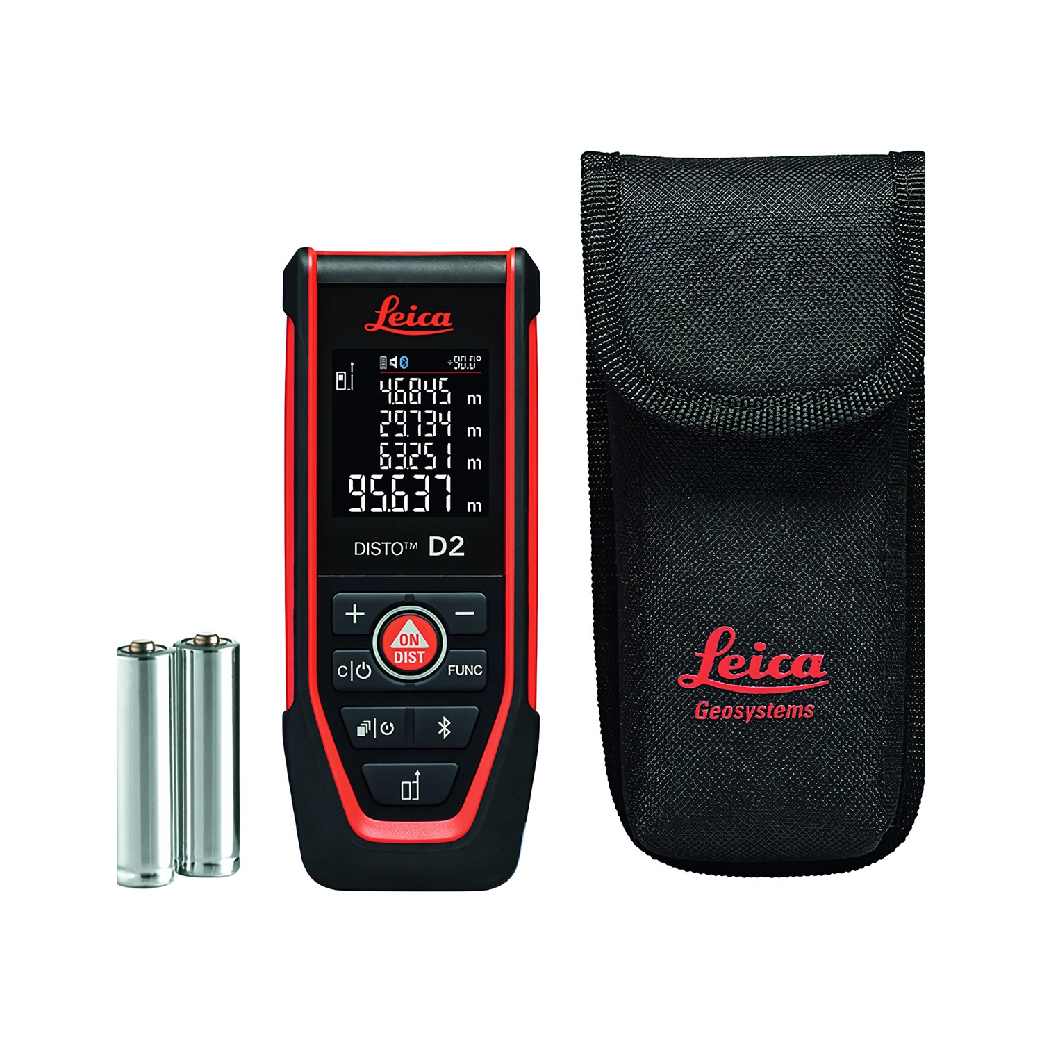 Leica D2-2 Afstandsmeter In Tas - Bluetooth / NFC - Rood - 150m - IP54