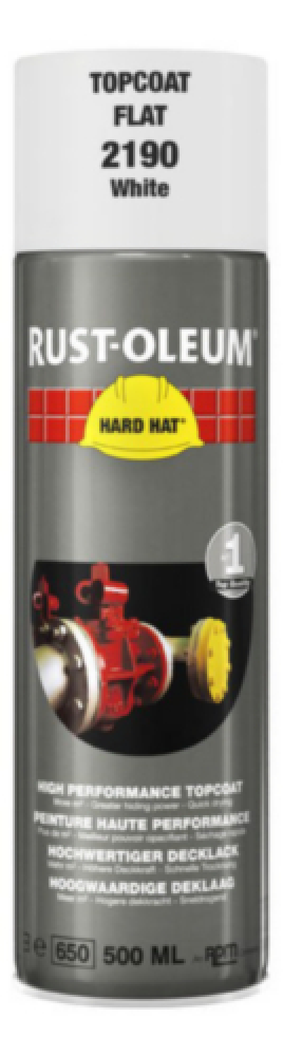 Rust-Oleum Hard Hat Topcoat Spray - Flat White - 0,5L