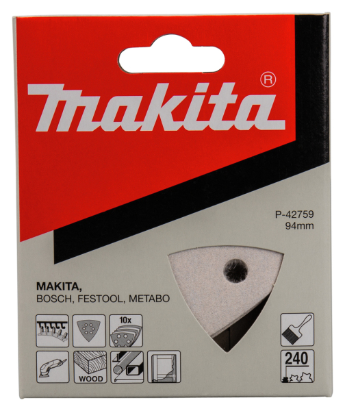 Makita P-42759 Deltaschuurvel White - K240 - 94x94x94mm (10st) - Detailed view of the product