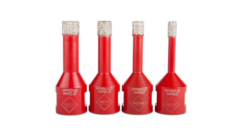 Rubi 50938 4-delige Diamantborenset Voor Droogboren Incl. Adapter - 6-8-10-12mm - Detailed view of the product