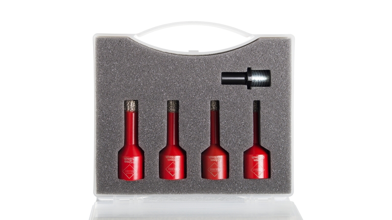 Rubi 50938 4-delige Diamantborenset Voor Droogboren Incl. Adapter - 6-8-10-12mm - Detailed view of the product