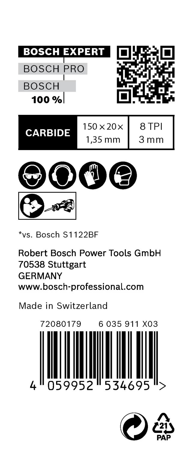 Bosch S957CHM EXPERT Reciprozaagblad Voor Vehicle Rescue - 150 X 1,35 (10st) thumbnail 3