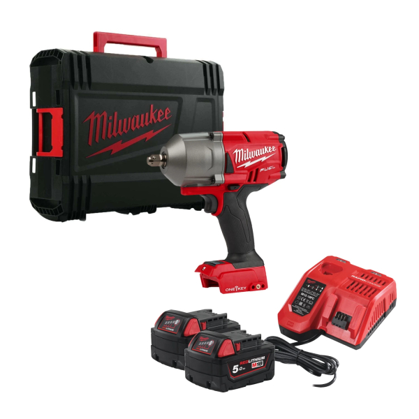 Milwaukee M18 ONEFHIWP12-502X 18V Li-Ion Accu Slagmoersleutel Set (2x 5,0Ah Accu) In HD Box - 1017Nm - 1/2