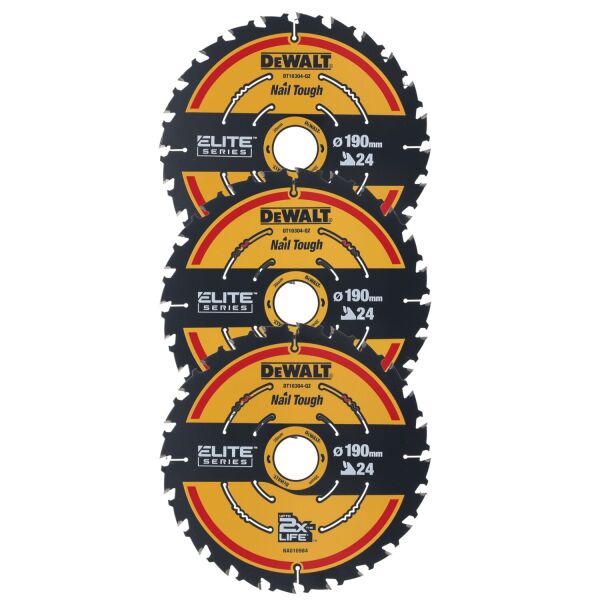 DeWALT DT10399 Constructie Cirkelzaagbladen Set - 190 X 30 X 24T (3st) - Hout