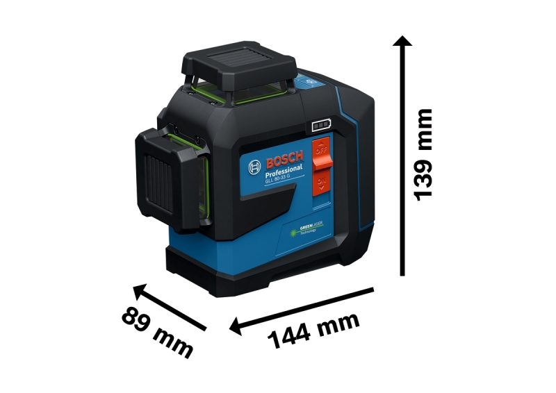 Bosch GLL 80-33 G Kruislijnlaser In Koffer - Groen - 30m - 3x 360° - IP65 - Detailed view of the product