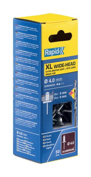 Rapid 5000661 Blindklinknagels Incl. Boor - XL - Aluminum- 4x12mm (50st) - Detailed view of the product