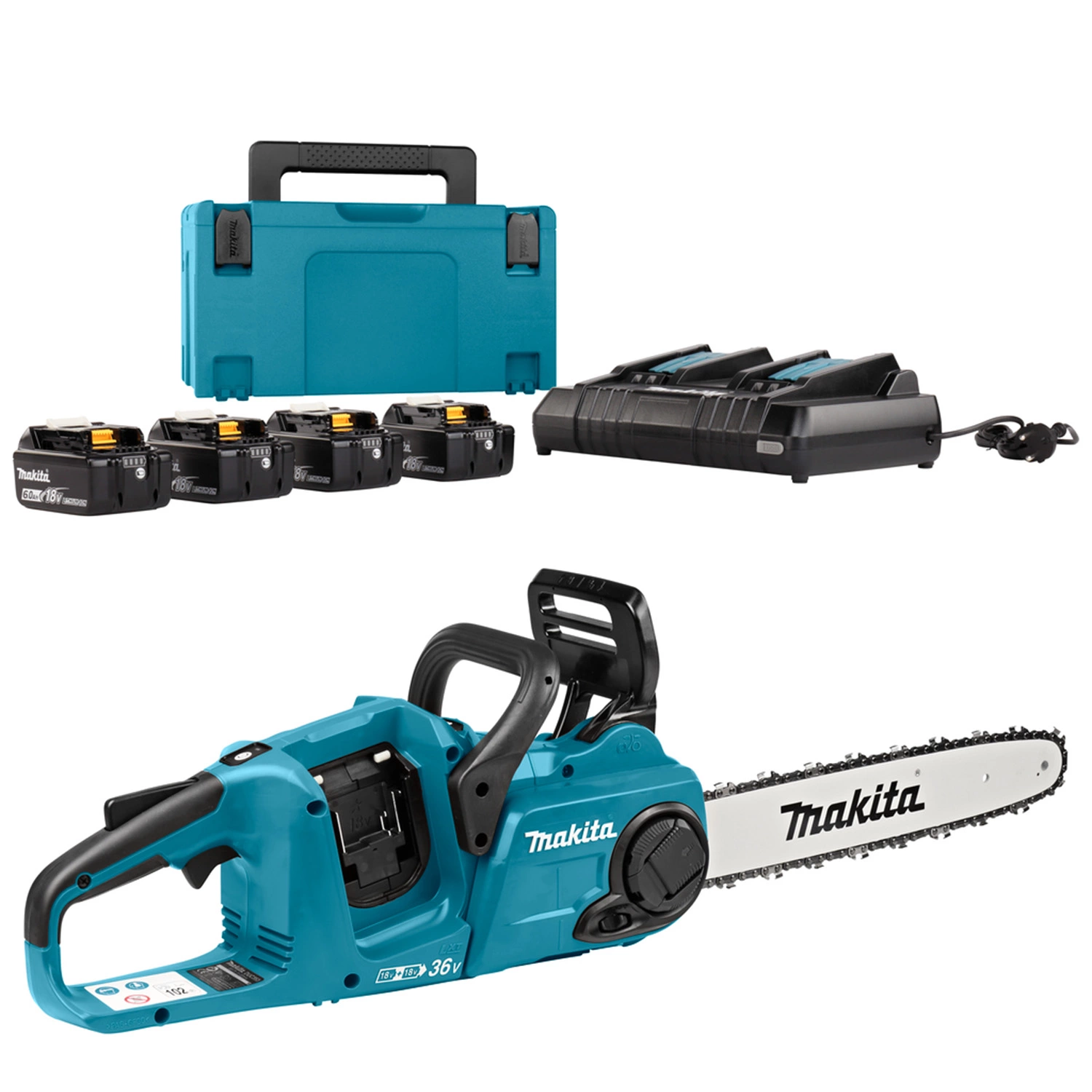 Makita DUC353PG4J LXT 2x18V Li-Ion Accu Kettingzaag Set (4x 6.0Ah) In Mbox - 35cm