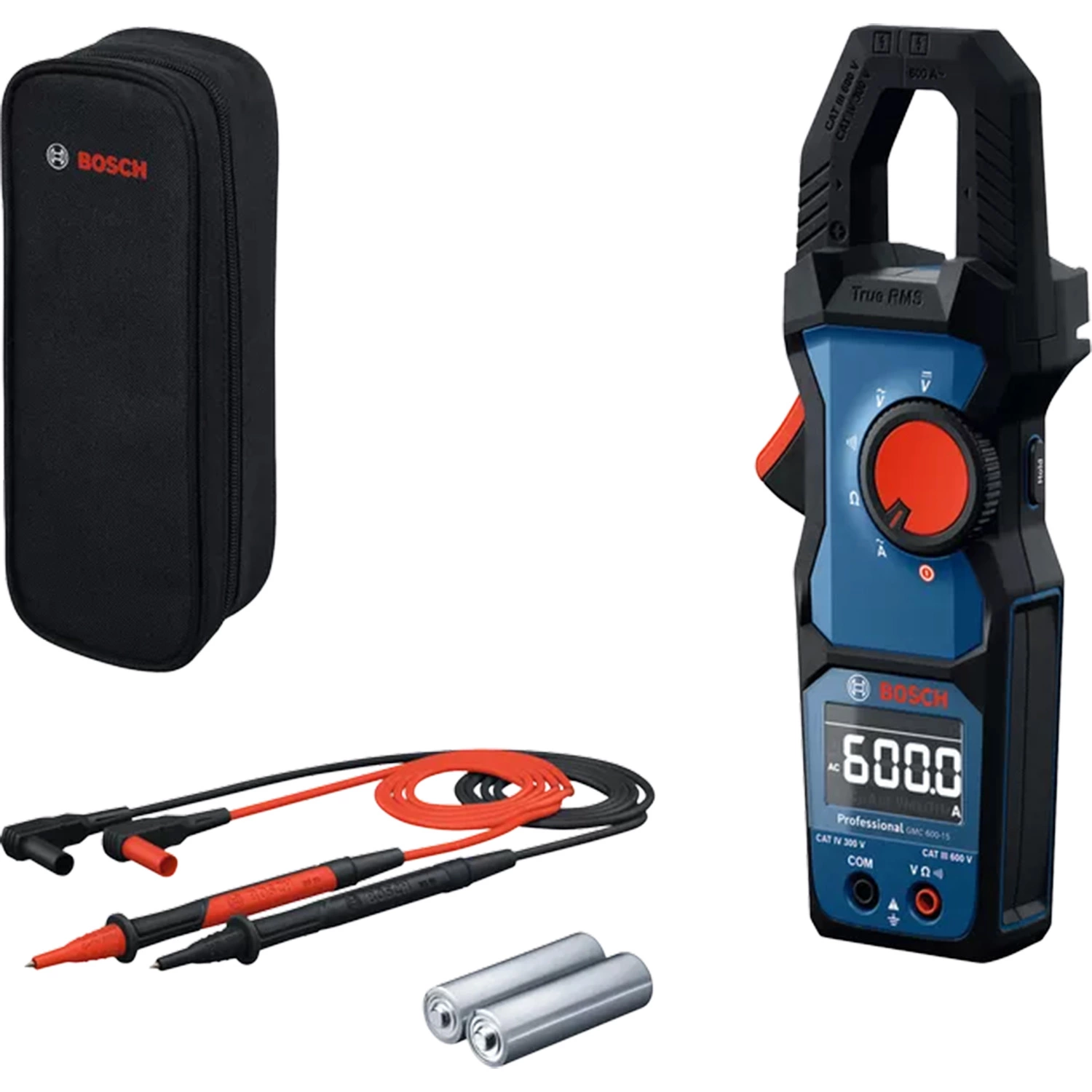 Bosch GMC 600-15 True-RMS Stroomtang In Etui - AC/DC 600V&AC 600A - CAT III 600 V / CAT IV 300 V