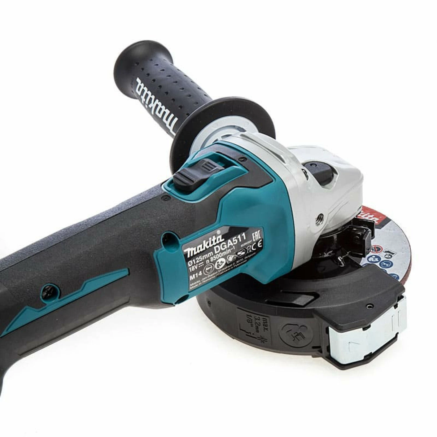 Makita DGA511Z 18V Li-Ion Accu Haakse Slijper Body - 125mm - Koolborstelloos thumbnail 3