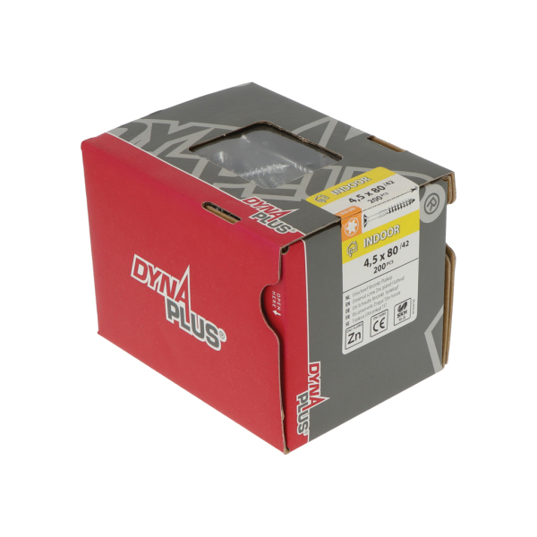 DynaPlus 0281.01.34401 Unischroef - TX25 - 4.5 X 80/42mm - Platkop - Deeldraad - Verzinkt (200st) - Detailed view of the product