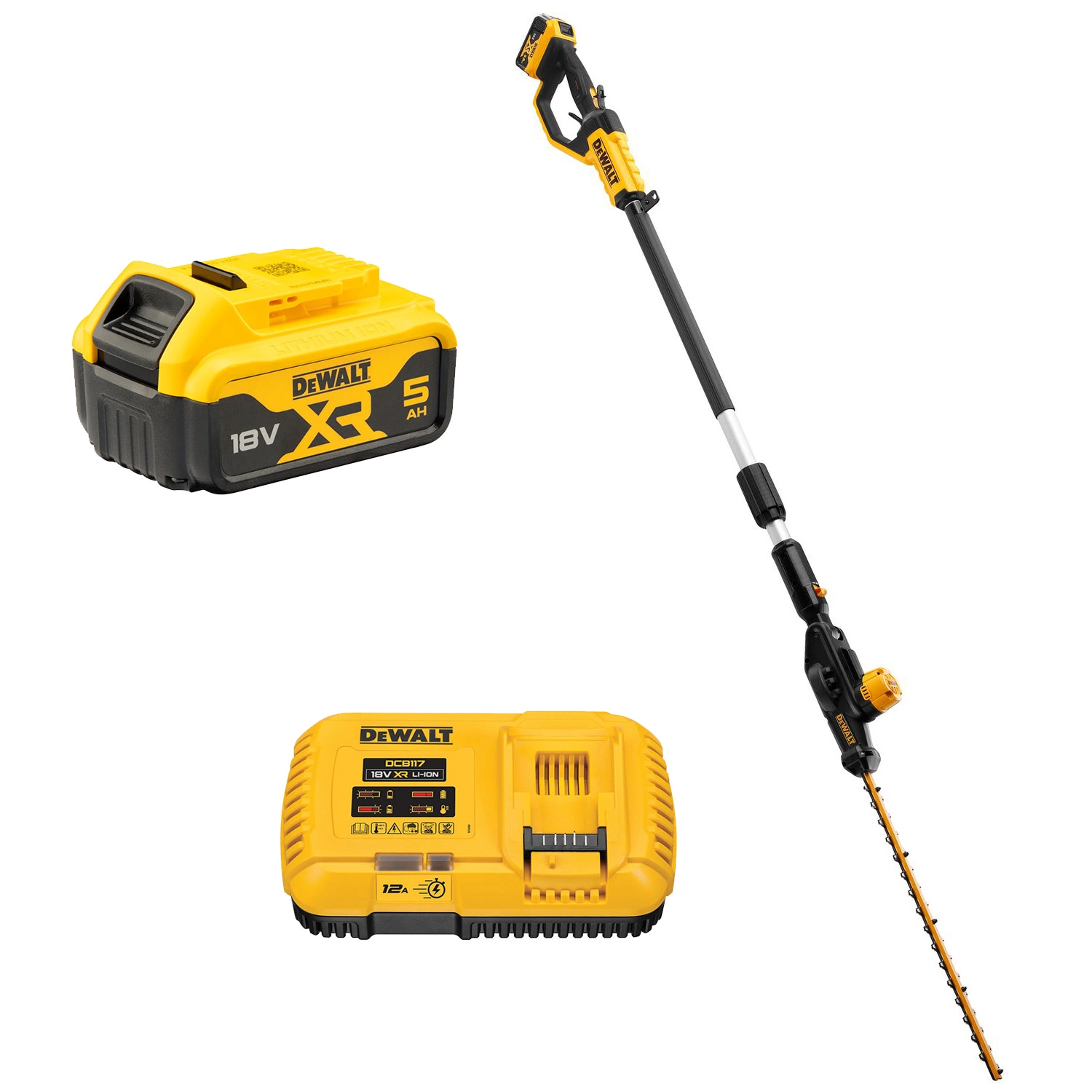 DeWALT DCMPH566P1 18V XR Li-Ion Accu Heggenschaar Op Steel Set (1x 5.0Ah Accu) - Koolborstelloos - 550mm
