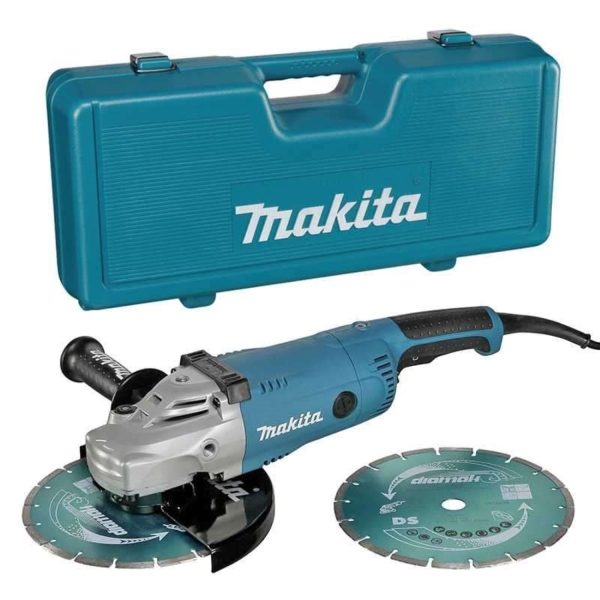 Makita GA9020RFK3 Haakse Slijper Incl. 2 Diamantzaagbladen In Koffer - 2200W - 230mm - Softstart EAN: 88381614757