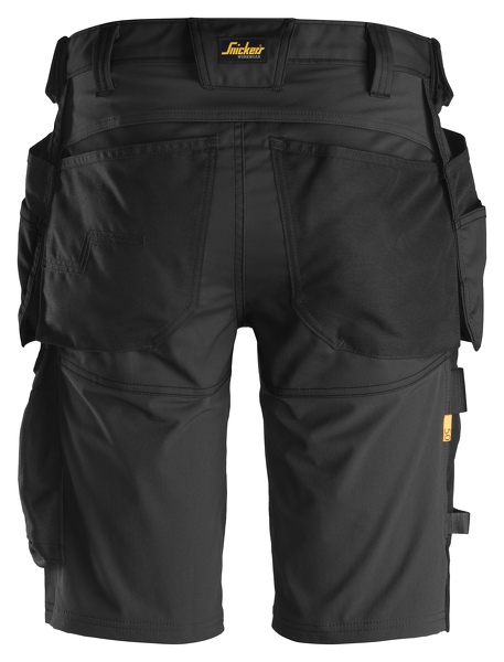 Snickers 6141 Korte Werkbroek AllroundWork Stretch Met Holsterzakken - Zwart - Maat 048 - Detailed view of the product