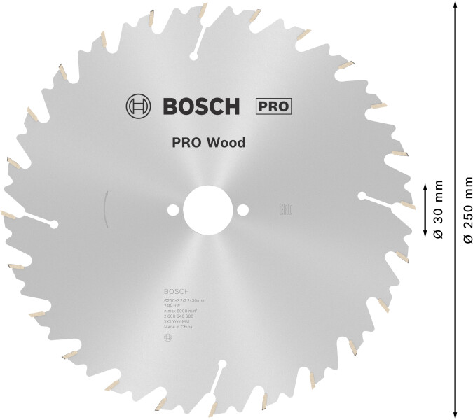 Bosch 2608640680 / LWZ Cirkelzaagblad Speedline - 250 X 30 X 24T - Hout - Detailed view of the product