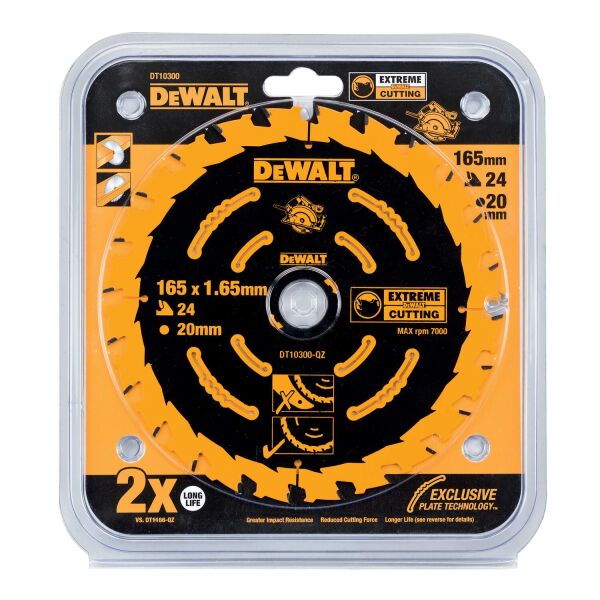 DeWALT DT10300 Extreme Cirkelzaagblad - 165 X 20 X 24T - Detailed view of the product