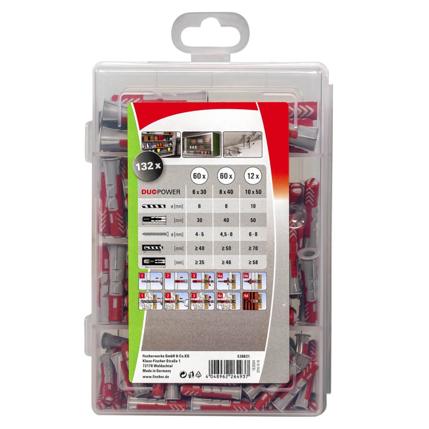 Fischer 538621 160-delige Profibox DuoPowerØ6, Ø8 En Ø10 Pluggenset thumbnail 3