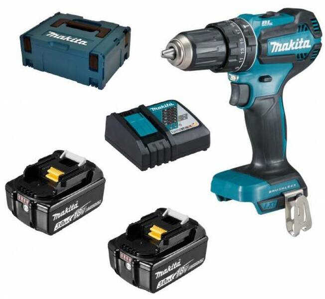 Makita DHP485RFJ 18V Li-Ion Accu Klopboor-/schroefmachine Set (2x 3.0Ah Accu) In Mbox - Koolborstelloos