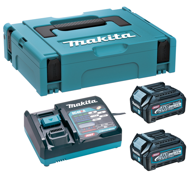 Makita 191J81-6 40v XGT Li-ion Accu Starterset (2x 2.5Ah) + Lader In Mbox - Detailed view of the product