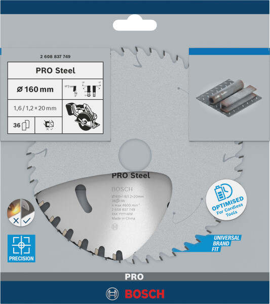 Bosch 2608837749 Cirkelzaagblad - 160 X 20 X 36T - Staal - Detailed view of the product