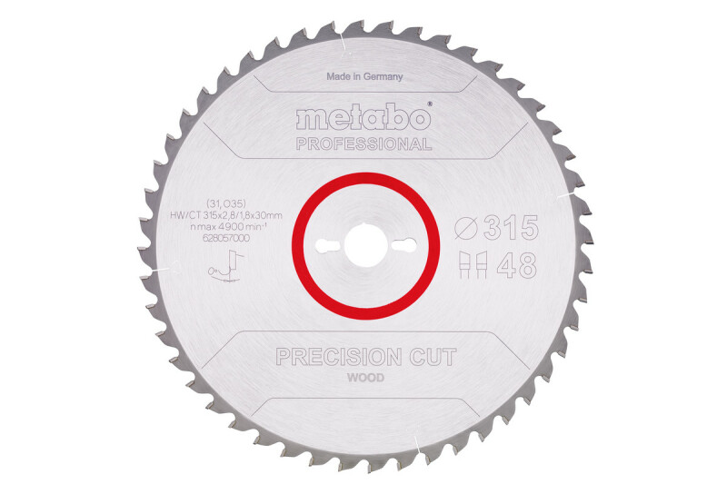 Metabo 628057000 Precision Cut Cirkelzaagblad - 315 X 30 X 48T - Hout / MDF