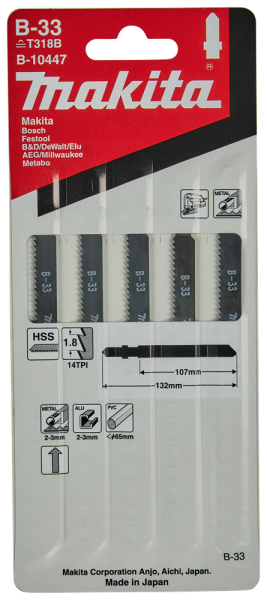 Makita B-10447 Decoupeerzaagblad - 1,8 X 107 X 65mm - Aluminium (5st) - Detailed view of the product