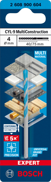 Bosch 2608900604 EXPERT Universeelboor CYL-9 MultiConstruction - 4x40x75mm - Detailed view of the product