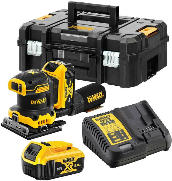 DeWALT DCW200P2 18V Li-ion XR Accu Vlakschuurmachine Set (2x 5.0Ah) In TSTAK Koffer