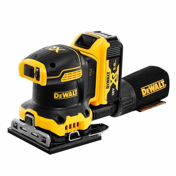 DeWALT DCW200P2 18V Li-ion XR Accu Vlakschuurmachine Set (2x 5.0Ah) In TSTAK - 140 X 115mm - Koolborstelloos - Detailed view of the product