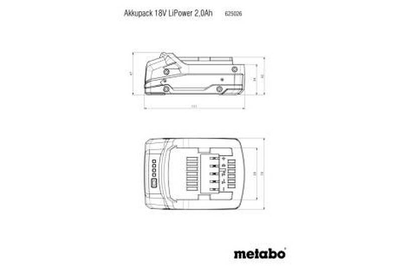 Metabo 625026000 Li-Power Accu-pack 18 V - 2.0 Ah - Detailed view of the product
