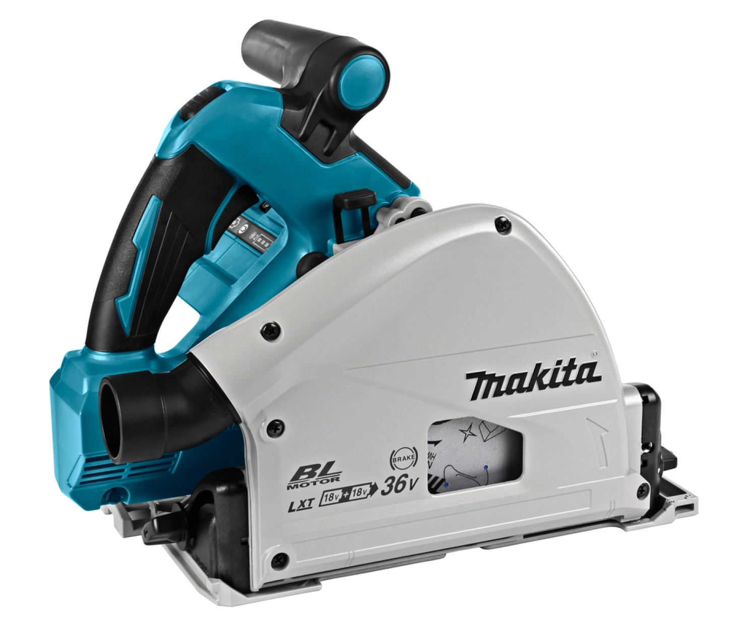 Makita DSP600ZJ2 36V (2x18V) Li-Ion Accu Invalcirkelzaag Body In Mbox Incl. Geleiderail - 165mm thumbnail 2