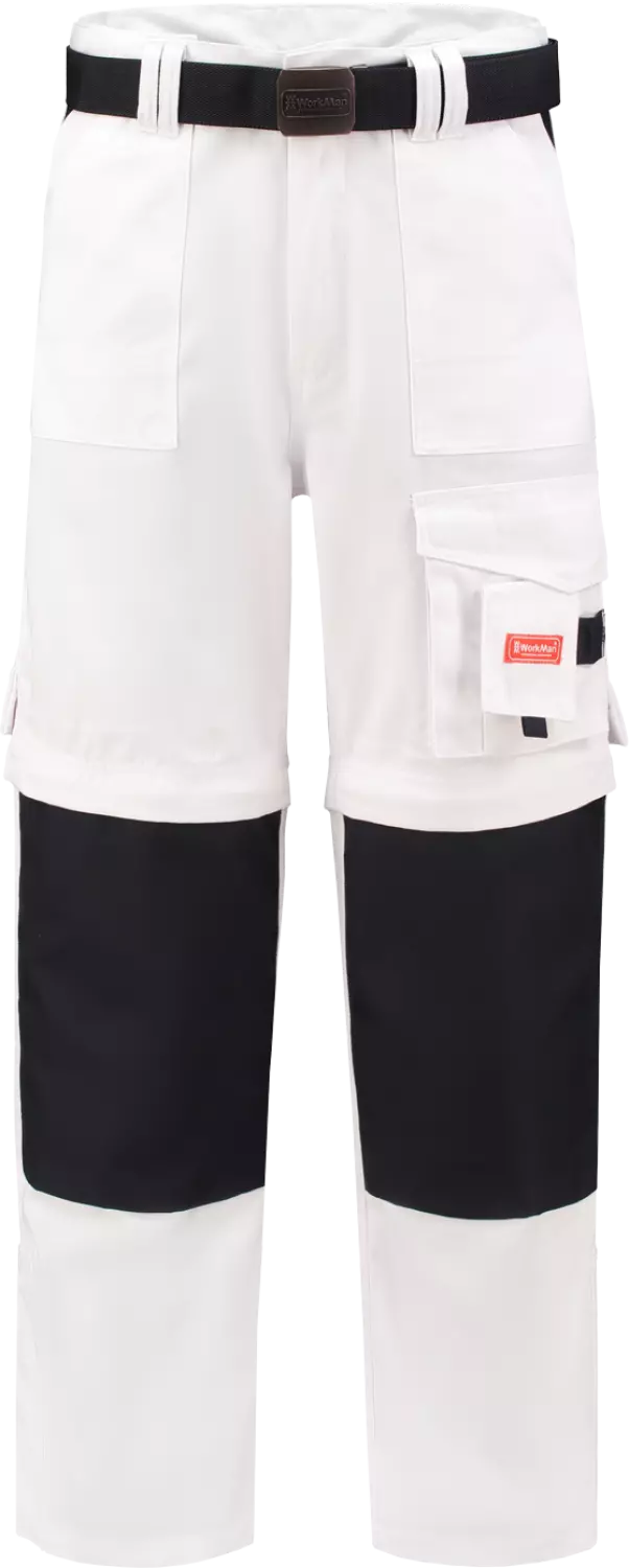 Workman 1004 Classic Worker Zip Off Werkbroek - Wit / Navy - Maat 56 (40/34)