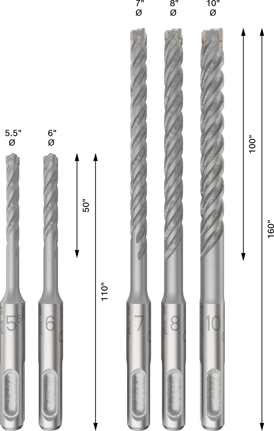 Bosch 2608837138 PRO Hamerboorset SDS Plus-5X - 5.5/6/7/8/10mm (5 Stuks) thumbnail 4