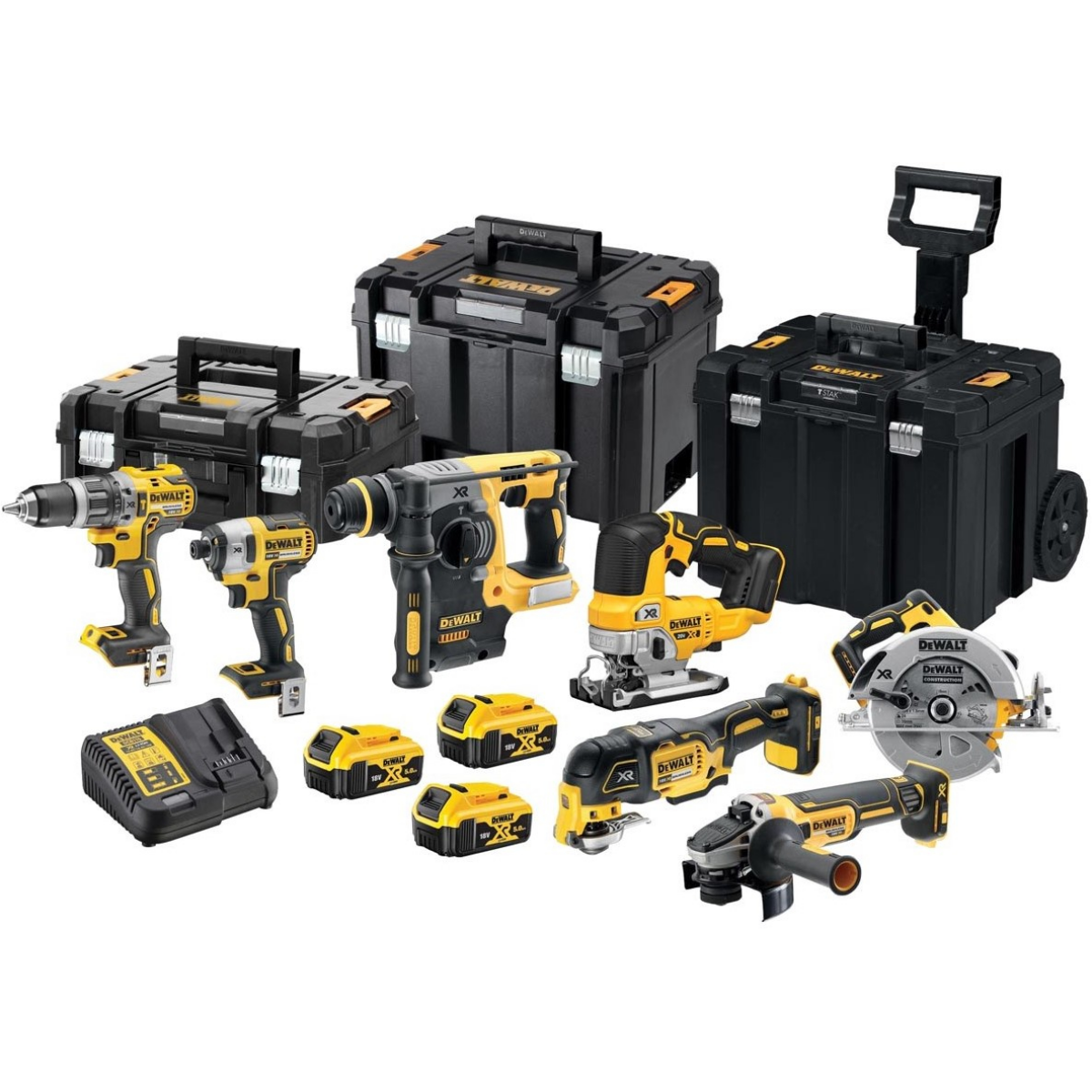 DeWALT DCK755P3T 18V Li-ion accu 7-delige combiset (3x5.0Ah) in TSTAK - koolborstelloos