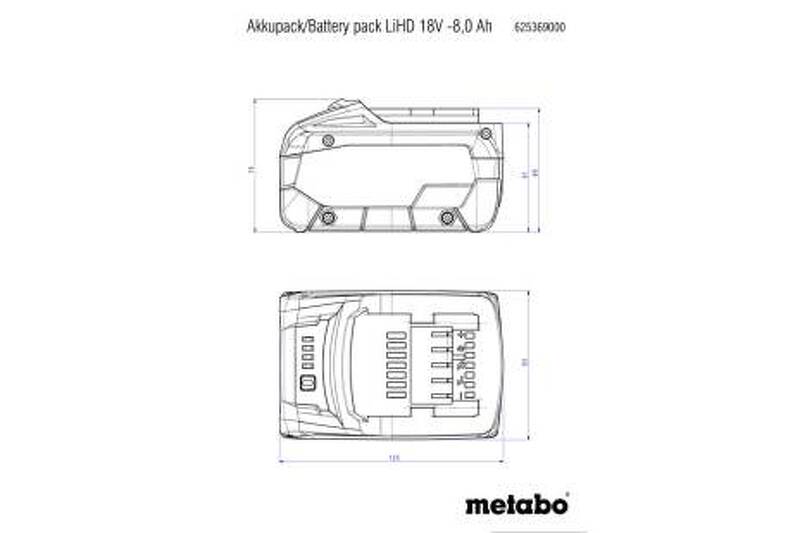 Metabo 625369000 LiHD Accu-pack 18 V - 8.0 Ah - Detailed view of the product