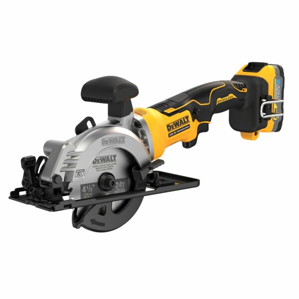 DeWALT DCS571E1T-XJ 18V Li-ion XR Accu Cirkelzaag Set (1x POWERSTACK Accu) In TSTAK - 115mm - Koolborstelloos - Detailed view of the product