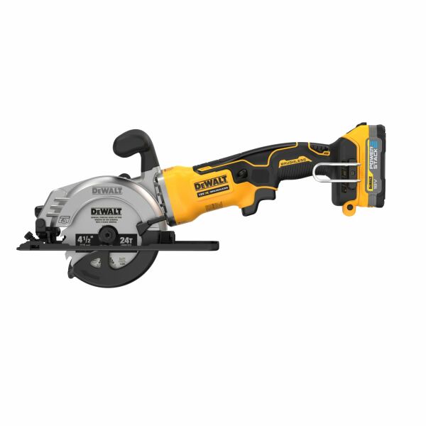 DeWALT DCS571E1T-XJ 18V Li-ion XR Accu Cirkelzaag Set (1x POWERSTACK Accu) In TSTAK - 115mm - Koolborstelloos - Detailed view of the product