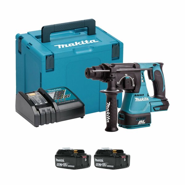 Makita DHR242RTJ 18V Li-Ion Accu SDS-plus Combihamer Set (2x 5.0Ah Accu) In Mbox - 2J - Koolborstelloos EAN: 88381677059