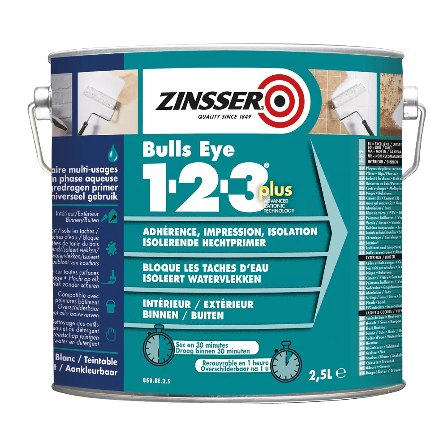 Zinsser Bulls Eye 1-2-3 Plus - Primer - Wit - 2,5L
