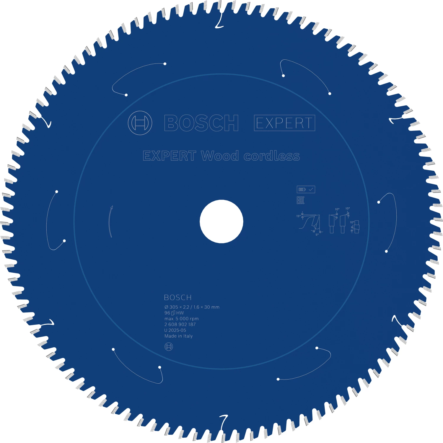 Bosch 2608902187 EXPERT Accu Afkortzaagblad Voor Hout - 305 X 30 X 96T afbeelding 1