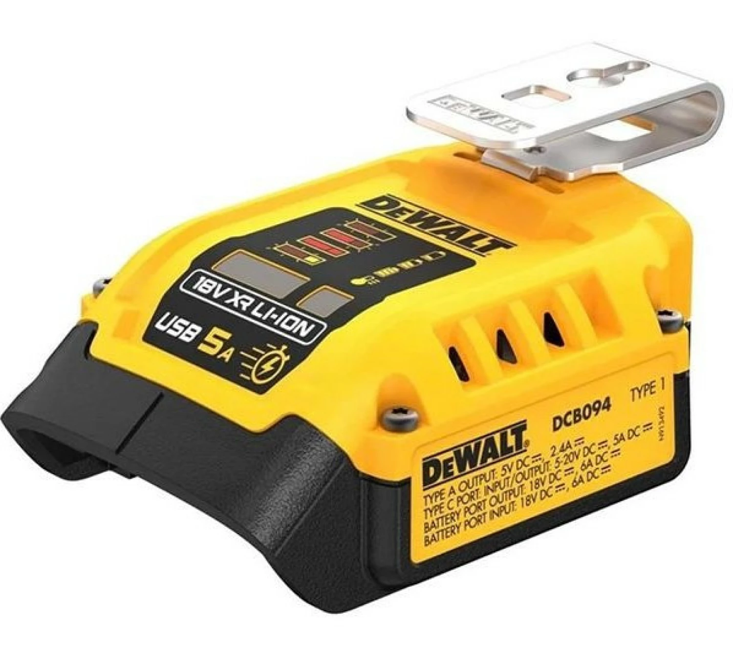 DeWALT DCB094K 18V Li-ion XR USB Laadadapter