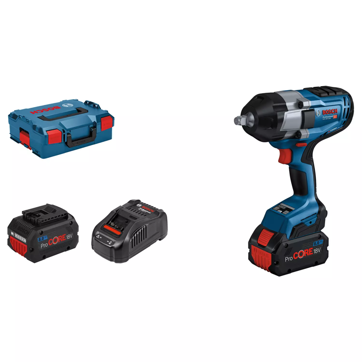 Bosch GDS 18V-1000 18V Li-Ion Accu BiTurbo Slagmoeraanzetter Set (2x 8,0Ah) In L-Boxx - 1/2''- Koolborstelloos