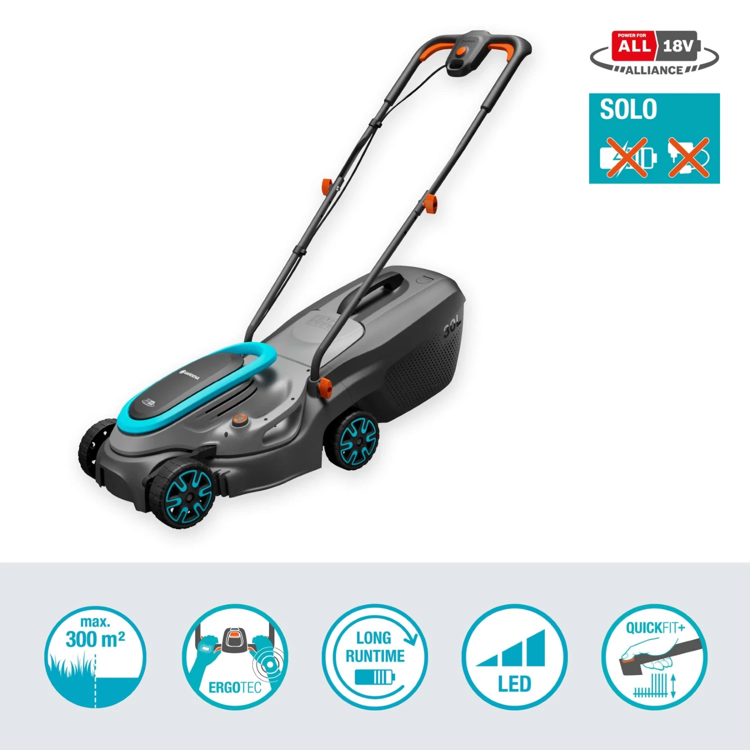 Gardena PowerMax 32/18V P4A Accu Grasmaaier Body - 32cm thumbnail 2