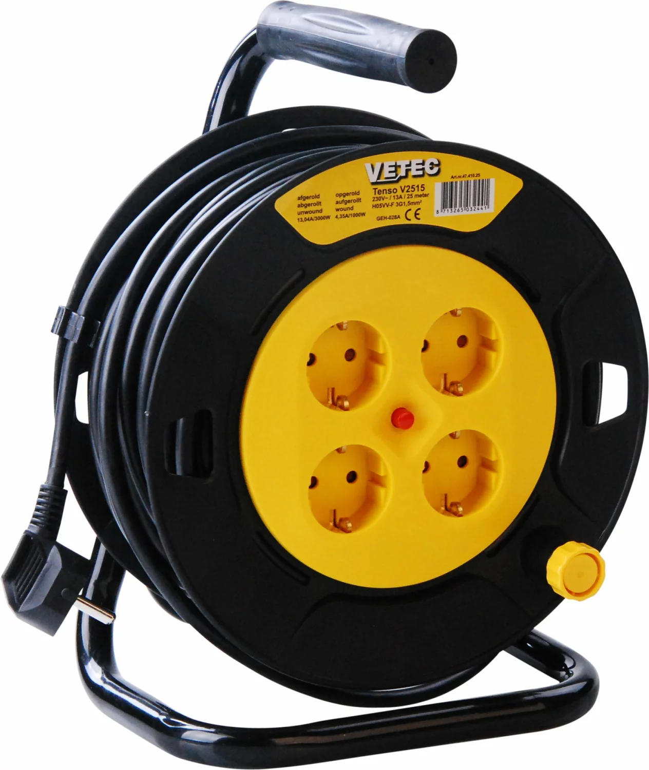 Vetec 47.410.25 Kabelhaspel - 25m - H05VV-F - 3 G 1.5mm²