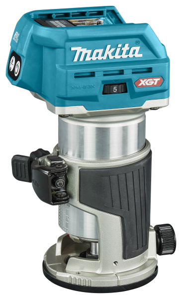 Makita RT001GZ10 XGT 40V Max Li-ion Accu Boven- En Kantenfrees Body Met Diverse Voeten In Mbox - Detailed view of the product