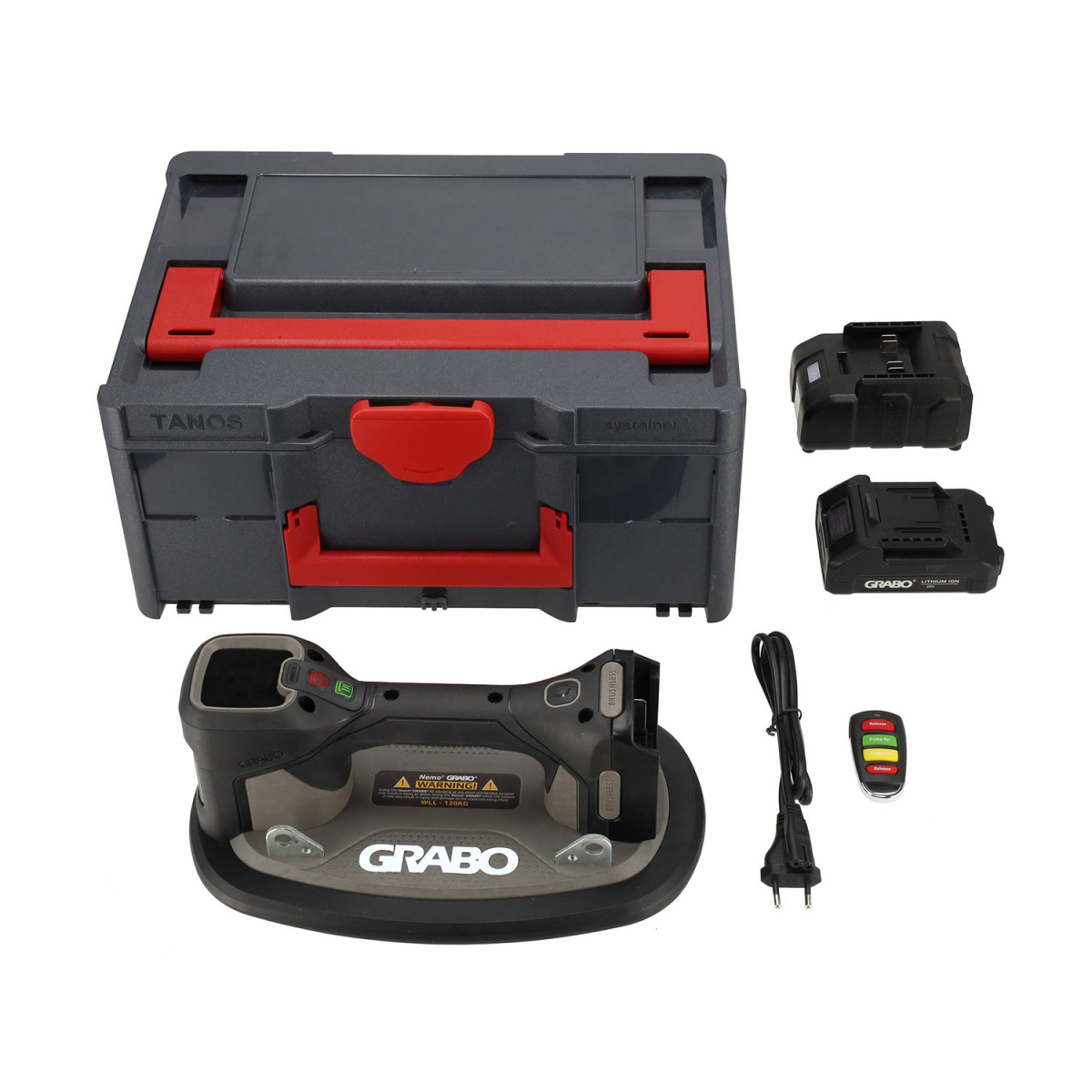 Grabo Pro Brushless Elektrische Vacuüm Tegeldrager Complete set in systainer - 120kg