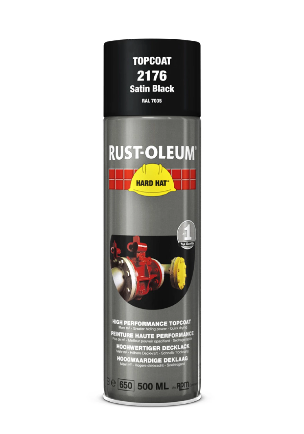 Rust-Oleum Hard Hat Topcoat Spray - Zwart Zijdeglans - 0,5L
