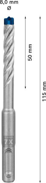Bosch 2608900087 EXPERT Hamerboor SDS Plus-7X - 8x50x115mm - Detailed view of the product