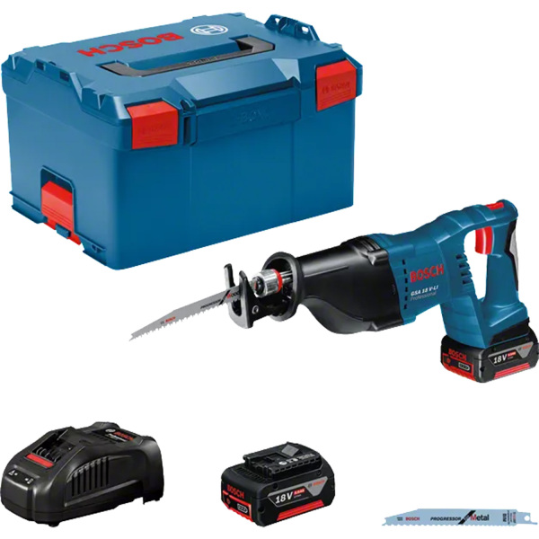 Bosch GSA 18 V-LI 18V Li-Ion Accu Reciprozaag Set (2x 5.0Ah Accu) In L-Boxx - Snelwissel - Variabel