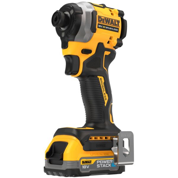 DeWALT DCF850E2T-QW 18V Li-ion XR Accu Slagschroevendraaier Set (2x POWERSTACK Accu) In TSTAK - 1/4"- Koolborstelloos - Detailed view of the product